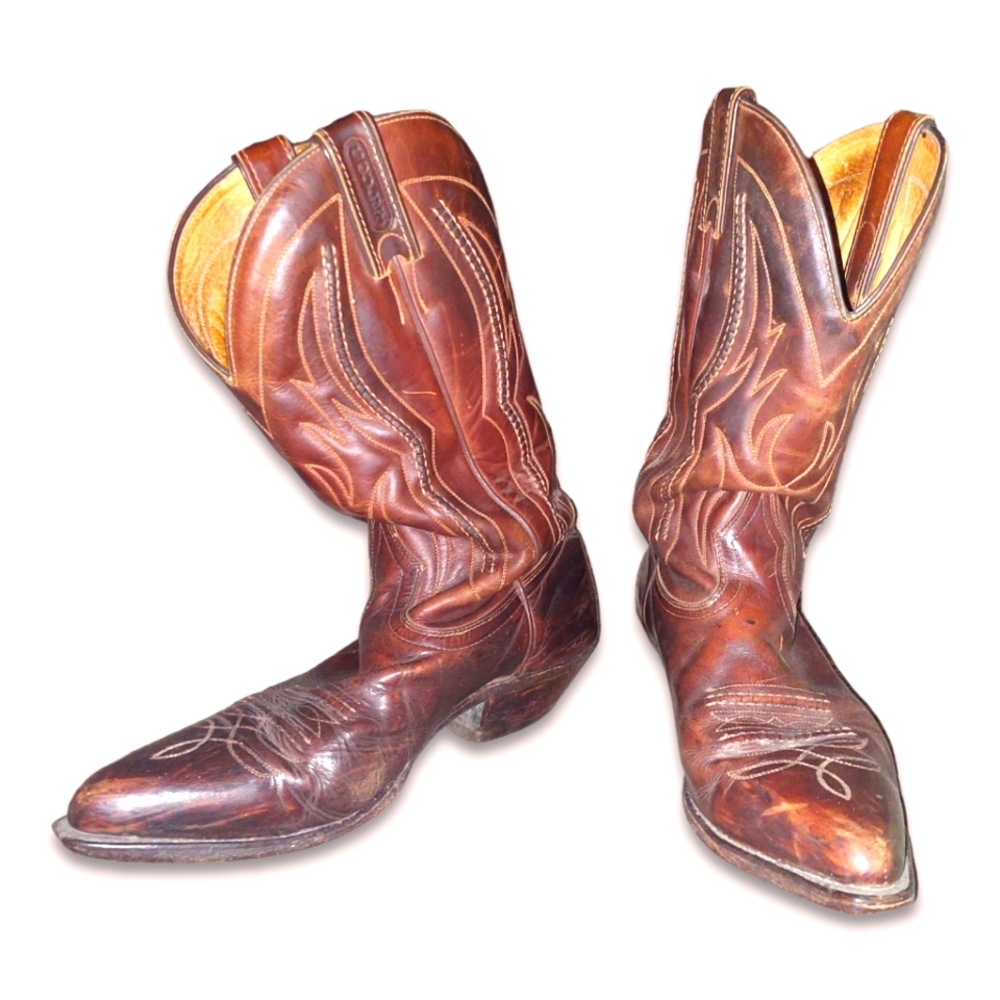 Boulet Vintage Leather Mid-Calf Cowboy Boots Made In Canada [9.5M/11F US]